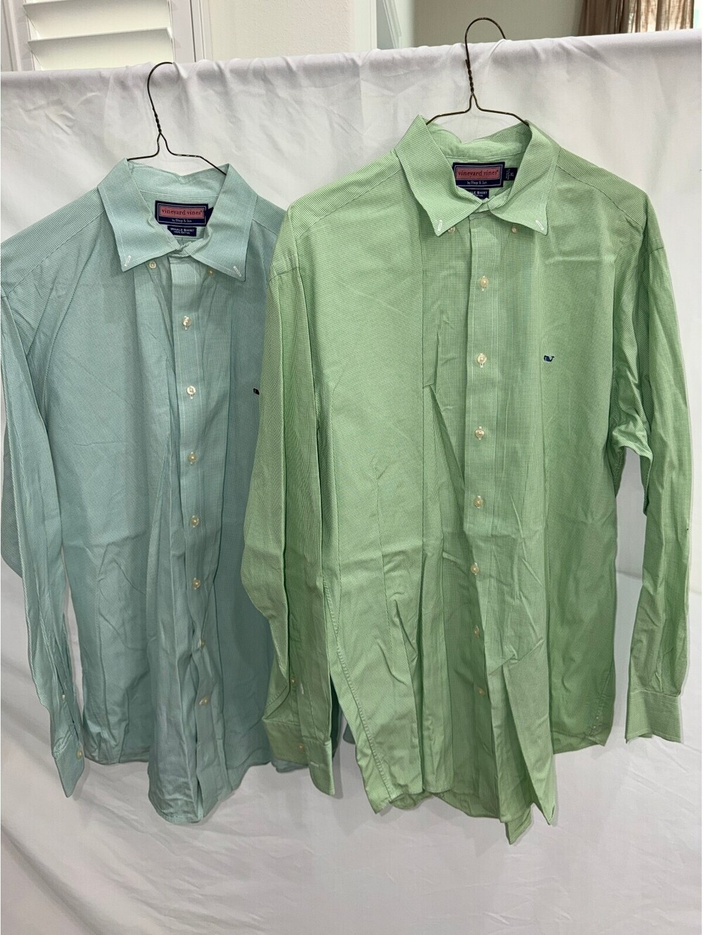 2 Vineyard Vines gingham whale shirts